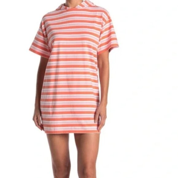 Abound striped hooded t shirt dress orange and white Size XS - Picture 1 of 9